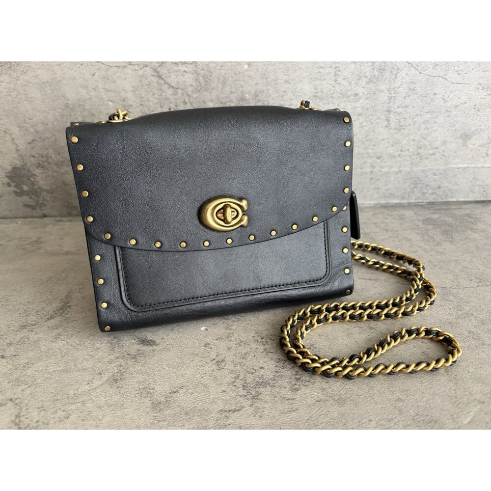 COACH 29389 Parker 18 Signature C Border Revers Shoulder Crossbody Bag Black